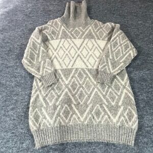Vintage Hilda LTD Sweater‎ Womens Extra Large Gray Beige Turtle Neck Wool Nordic